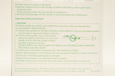 BD 305190 Becton PrecisionGlide  Ndle. TW IV, 21G x 1-1/2inch - Box of 100